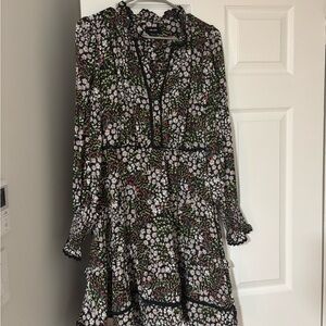 Me + Em Black Floral Long Sleeve Dress